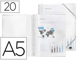 Liderpapel Carpeta Escaparate con Espiral, 20 Fundas Din A5 Transparente