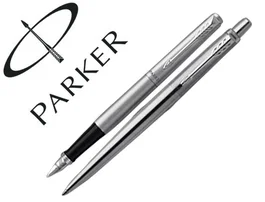 Parker Juego Bolígrafo y Pluma Jotter Acero Inoxidable CT con Estuche