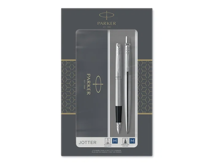 Parker Juego Bolígrafo y Pluma Jotter Acero Inoxidable CT con Estuche