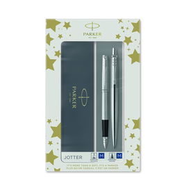 Parker Juego Bolígrafo y Pluma Jotter Acero Inoxidable CT con Estuche