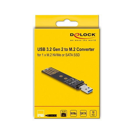 DeLOCK Convertidor Combo para M.2 NVMe PCIe o SATA SSD con USB 3.2 Gen 2