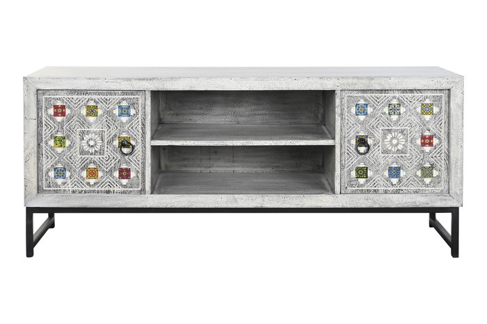 DKD Home Decor Mueble Tv Indio 130 x 56 x 40 cm Beige Gris DKD Home Decor Mueble Tv Indio 130 x 56 x 40 cm Beige Gris