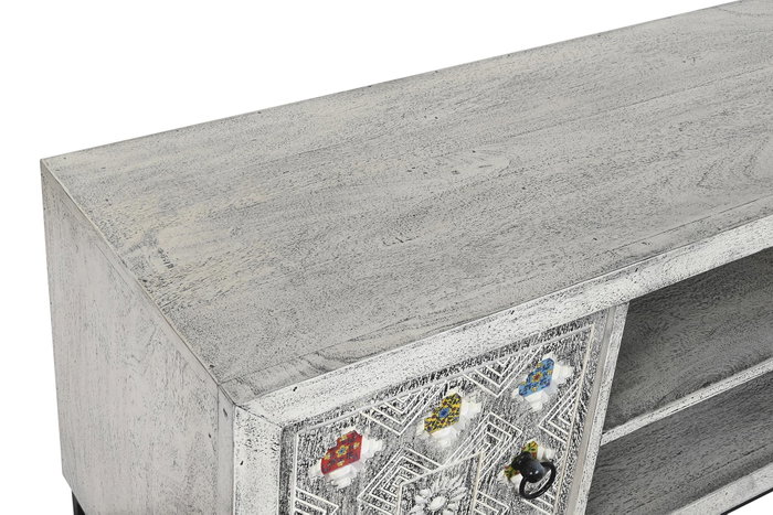 DKD Home Decor Mueble Tv Indio 130 x 56 x 40 cm Beige Gris DKD Home Decor Mueble Tv Indio 130 x 56 x 40 cm Beige Gris