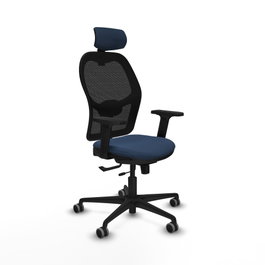 PIQUERAS Y CRESPO Silla de oficina Jorquera con mecanismo Sincro/Traslack, Azul marino y Negro