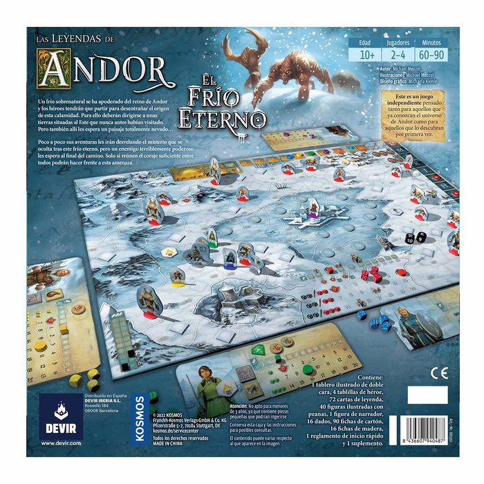 Devir Juego de Mesa Las Leyendas de Andor: El Frío Eterno - Aventura Cooperativa de Estrategia y Fantasía, Español, 2-4 Jugadores, 70 Minutos, Edad 10+