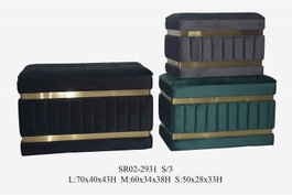 DKD Home Decor Descalzadora Set 3 Poliéster MDF 70x40x43
