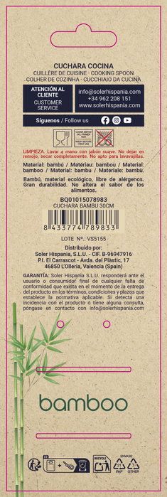 Inde Quttin Cuchara de Bambú 30 cm (36 Unidades) inevitable Inde Quttin Cuchara de Bambú 30 cm (36 Unidades) inevitable