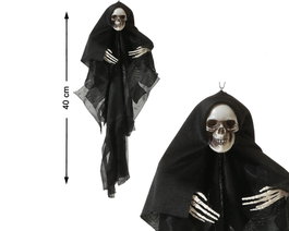 Atosa Figura Colgante de Esqueleto con Capa Negra de 40x25 cm