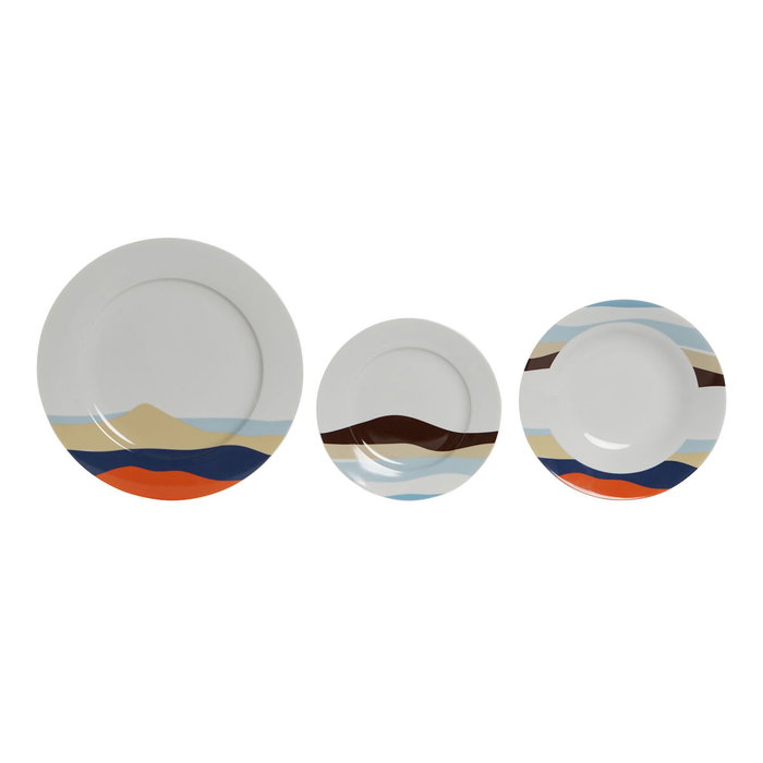 DKD Home Decor Set de Vajilla Teide 18 Piezas de Porcelana Azul