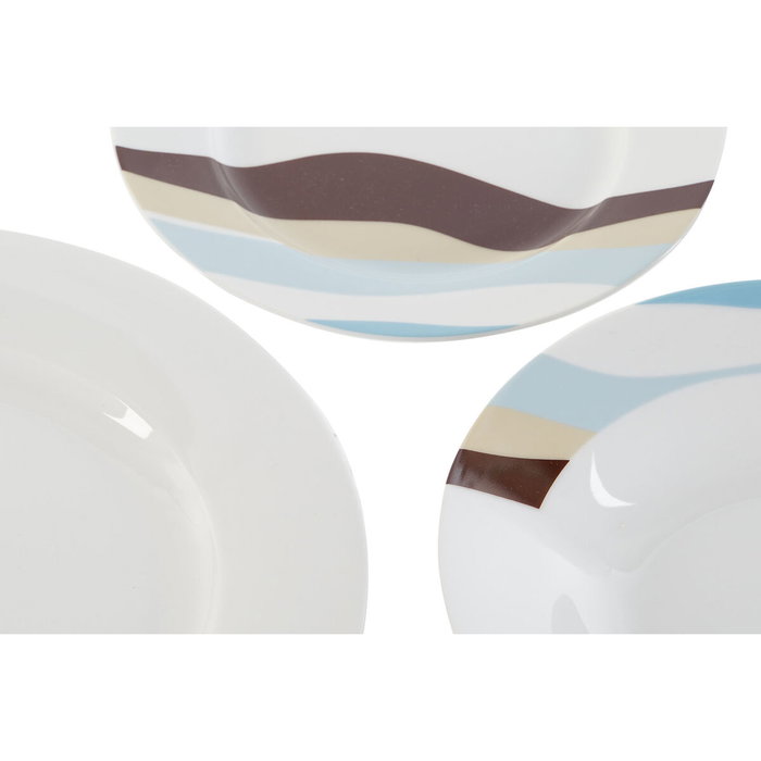 DKD Home Decor Set de Vajilla Teide 18 Piezas de Porcelana Azul