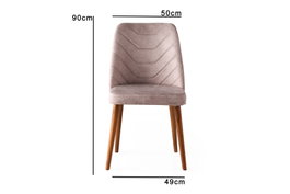 Hanah Home Dallas 555 V4 Juego de Sillas de Terciopelo con Marco de Metal y Patas de Madera de Carpe, Color Nogal y Beige