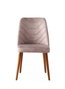Hanah Home Dallas 555 V4 Juego de Sillas de Terciopelo con Marco de Metal y Patas de Madera de Carpe, Color Nogal y Beige