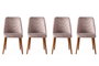 Hanah Home Dallas 555 V4 Juego de Sillas de Terciopelo con Marco de Metal y Patas de Madera de Carpe, Color Nogal y Beige