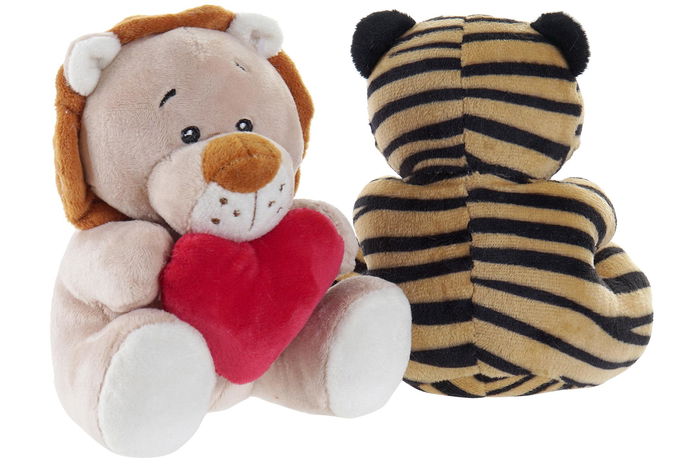 DKD Home Decor Peluche Kids Multicolor Rojo Animales corazones 10 x 14 x 11 cm (12 Unidades)