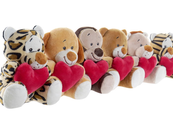 DKD Home Decor Peluche Animales Corazones Multicolor