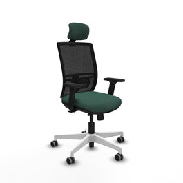 PIQUERAS Y CRESPO Silla de oficina Yunquera con mecanismo Sincro/Traslack, Verde botella y Negro