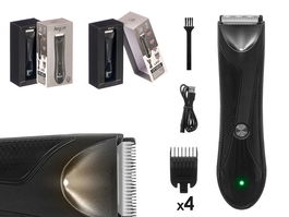 Argon Recortadora Negra con 4 Accesorios, Batería 600mAh USB, IPX5, 14.9x3.2x3.8 cm (Set de 12)