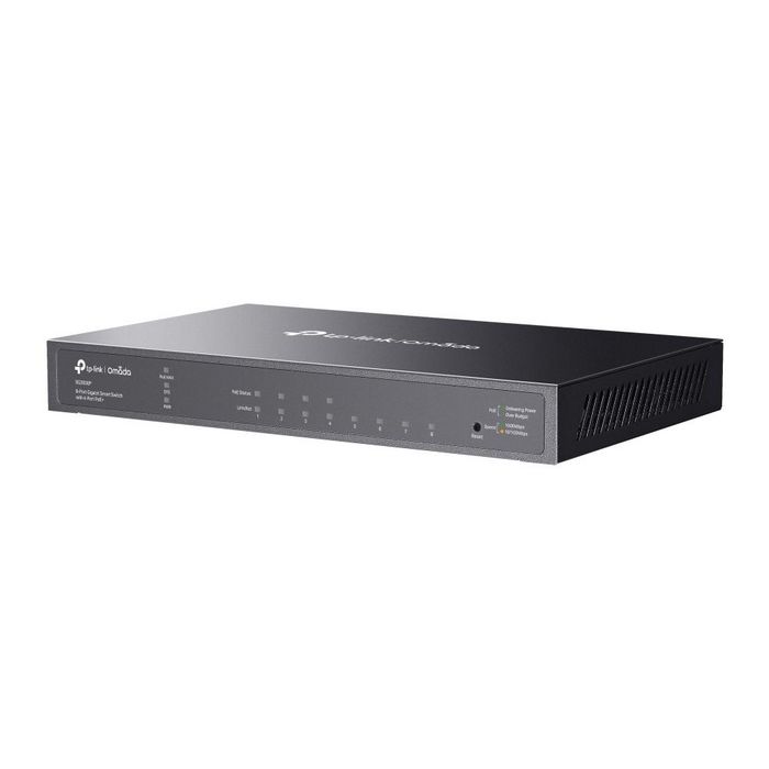 TP-Link Omada Switch Gigabit 8 Puertos, 4x PoE+ 802.3at/af, 62W Presupuesto, 16 Gbps, 8K MAC, VLAN, QoS, Gestión Cloud y Standalone, Diseño Fanless, Montaje Pared/Escritorio TP-Link Omada Switch Gigabit 8 Puertos, 4x PoE+ 802.3at/af, 62W Presupuesto, 16 Gbps, 8K MAC, VLAN, QoS, Gestión Cloud y Standalone, Diseño Fanless, Montaje Pared/Escritorio
