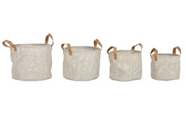 DKD Home Decor Set de 4 Cestos Textilene Beige 30x30x34 cm
