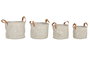 DKD Home Decor Set de 4 Cestos Textilene Beige 30x30x34 cm