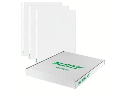 Funda multitaladro Leitz con fuelle DIN A4, 170 mc, cristal, pack 10 unidades