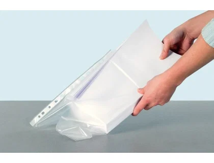 Funda multitaladro Leitz con fuelle DIN A4, 170 mc, cristal, pack 10 unidades