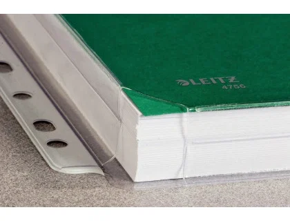 Funda multitaladro Leitz con fuelle DIN A4, 170 mc, cristal, pack 10 unidades