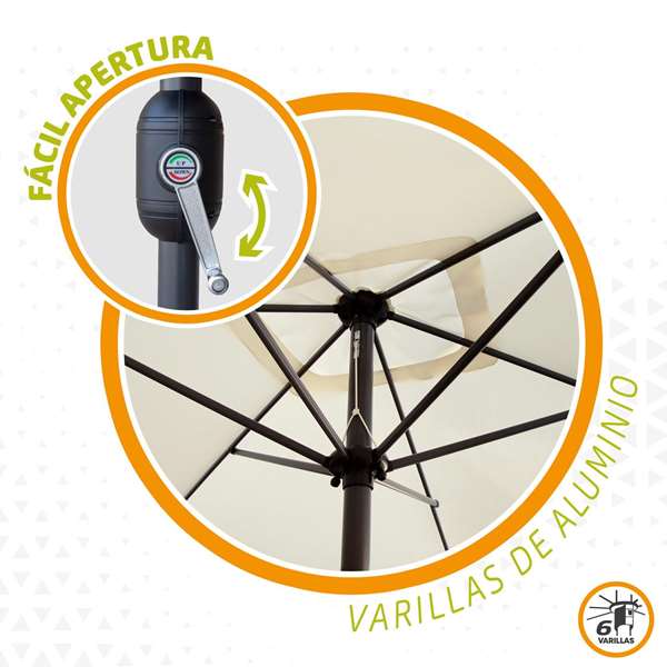 Color Baby Parasol 300x200 cm con Chimenea Mástil Aluminio D48mm para Exterior