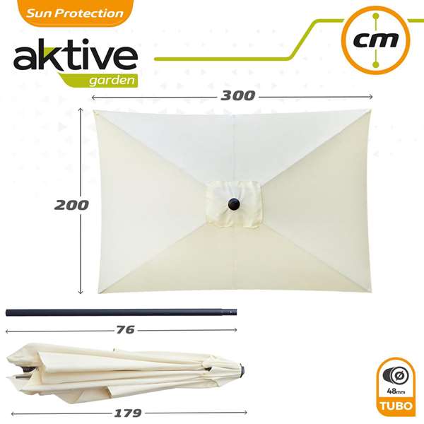 Color Baby Parasol 300x200 cm con Chimenea Mástil Aluminio D48mm para Exterior