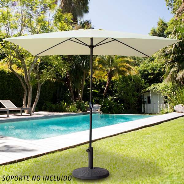 Color Baby Parasol 300x200 cm con Chimenea Mástil Aluminio D48mm para Exterior