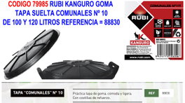 RUBI Tapa de goma Kanguro para contenedores de 100 y 120 LT