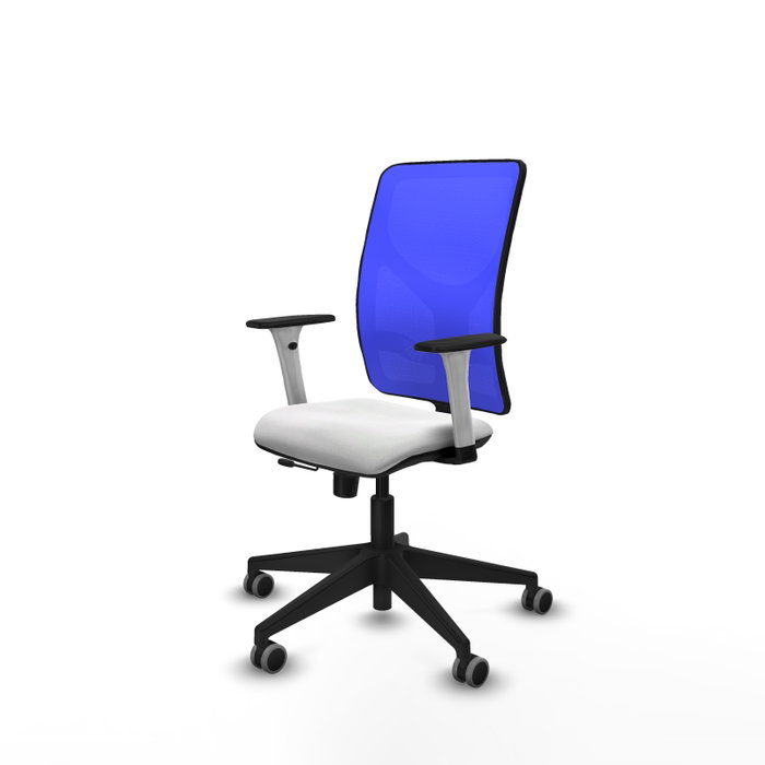 PIQUERAS Y CRESPO Silla de oficina Motilla con mecanismo Sincro/Traslack, Blanco y Azul