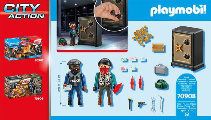 PLAYMOBIL Starter Pack Caja Fuerte 70908 Estación de Policía para Niños +4 Años