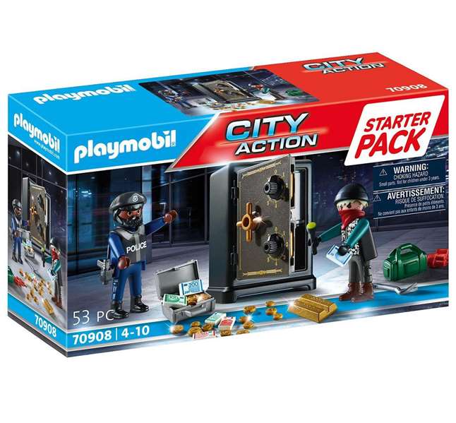 PLAYMOBIL Starter Pack Caja Fuerte 70908 Estación de Policía para Niños +4 Años