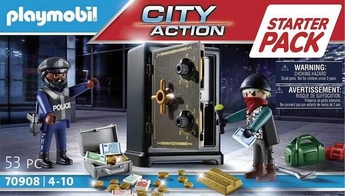 PLAYMOBIL Starter Pack Caja Fuerte 70908 Estación de Policía para Niños +4 Años