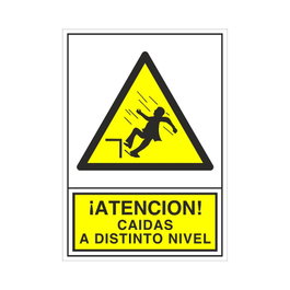 DUVER Señal de Advertencia de Caídas a Distinto Nivel, Plástica, 345 x 245 mm