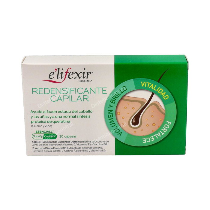 E'Lifexir ESENCIALL Cápsulas Redensificante Capilar para Reducir la Caída y Nutrir el Cabello, 30 Unidades, Vegetariano