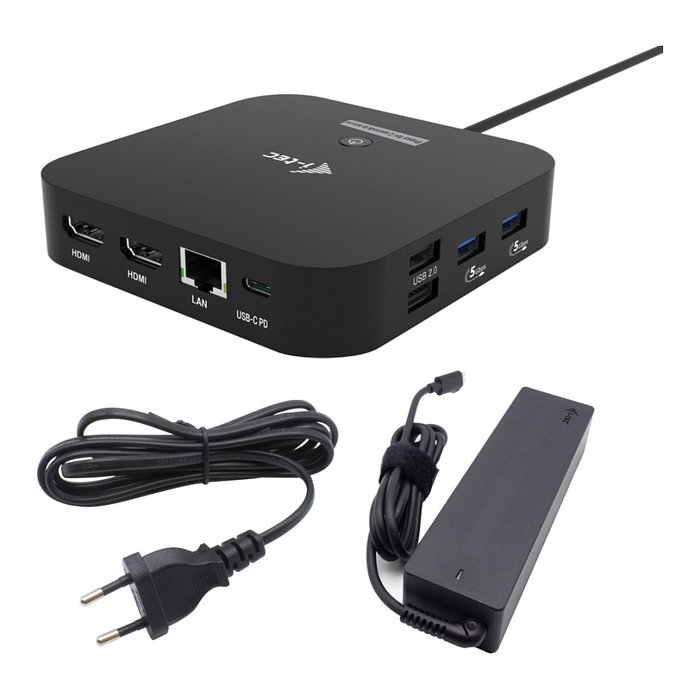 I-tec USB-C Dual HDMI Docking Station con Power Delivery 100 W y Cargador Universal