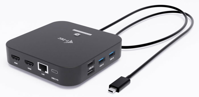I-tec Hub USB-C Dual HDMI con 2x HDMI, 1x Gigabit LAN, 2x USB-A 3.2, 2x USB 2.0, 1x USB-C Gen2, 1x USB-C Gen1, Audio y Carga PD 100W