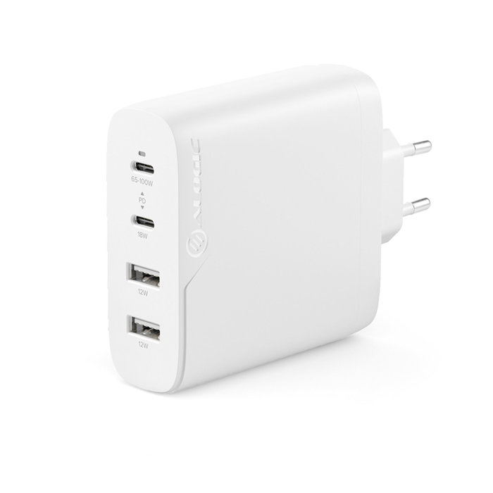Alogic Rapid Power 100W Cargador GaN de 4 Puertos con Cable 2m Blanco Alogic Rapid Power 100W Cargador GaN de 4 Puertos con Cable 2m Blanco