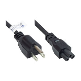GoodConnections P4505-S018 Cable de alimentación USA (NEMA 5-15P) a C5, 1.8m, Negro, 18 AWG SJT, 125V 2.5A