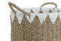 DKD Home Decor Set de 3 Cestas de Fibra y Algodón Natural/Blanco 35x35x45 cm
