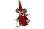 DKD Home Decor Figura Navidad Tradicional Ratón Poliester Rojo Beige 17 x 30 x 18 cm (4 Unidades)