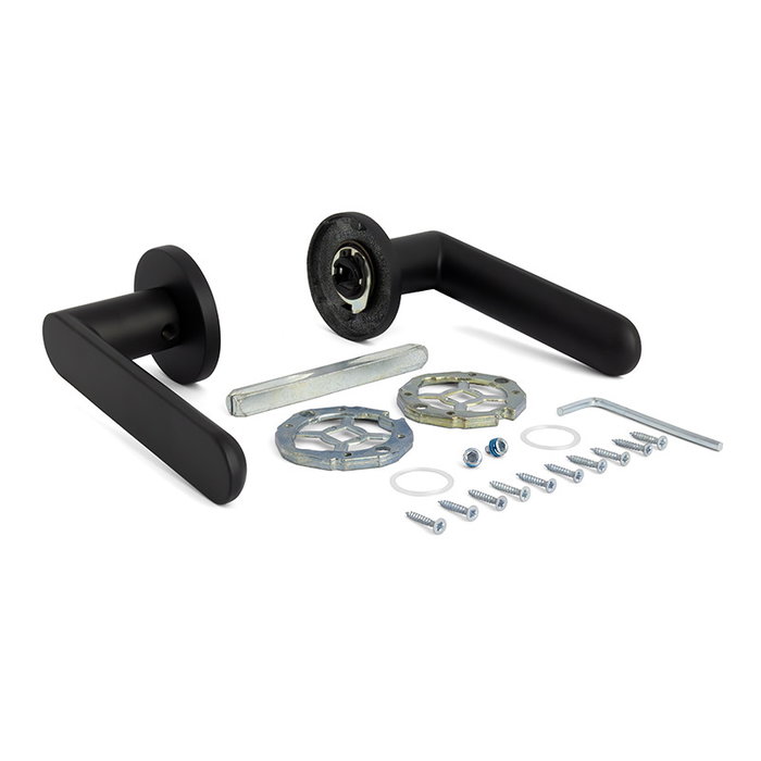 Jandel Juego de Manivelas con Roseta Aluminio Modelo Shape 1320 Ø50 Acabado Negro