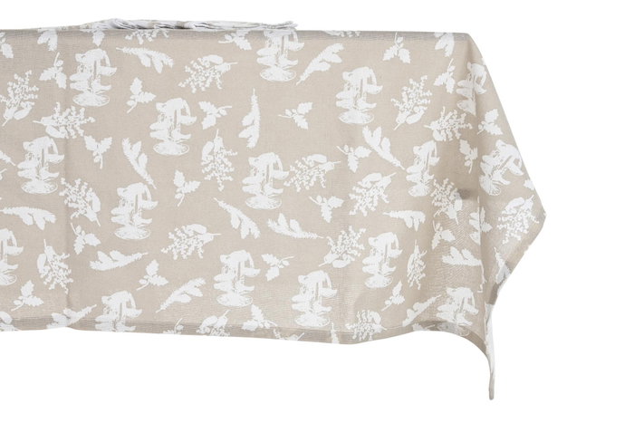 DKD Home Decor Mantel Estilo Alpino Marron Claro y Blanco 150 x 150 cm Algodon Set de 5 Piezas