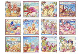 DKD Home Decor Posavasos Dolomite Playa Surtido de 12 unidades