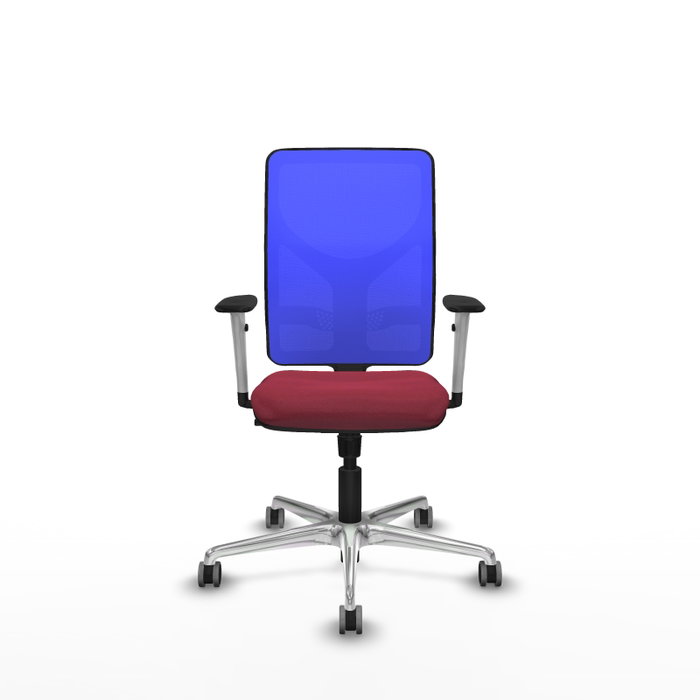 PIQUERAS Y CRESPO Silla de oficina Motilla con mecanismo Sincro, tela Granate y malla Azul