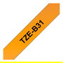 Brother TZE-B31 - Cinta TZe para Etiquetadora P-Touch, Negro sobre Naranja Fluorescente, 12mm (5m), Gris, Resistentes (Agua, UV, Químicos) para PT-1280, PT-D200, PT-2430PC