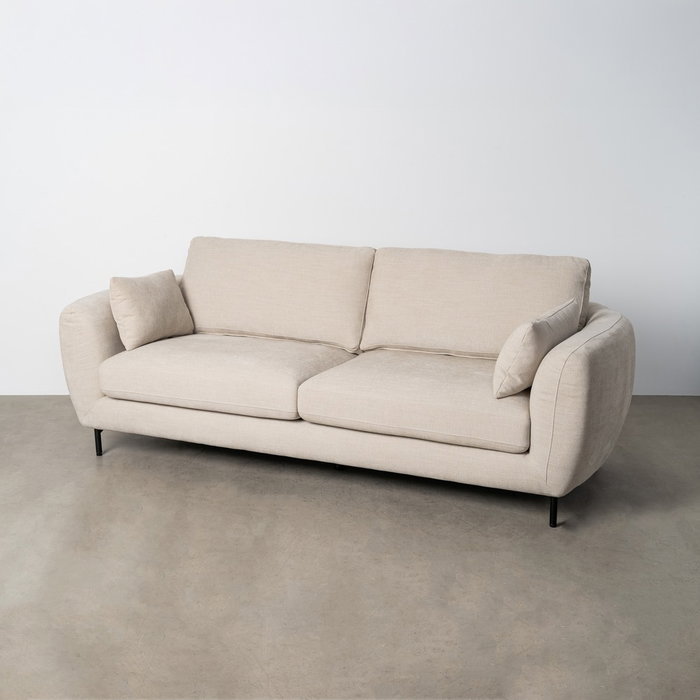 Sofá 3 Plazas Crema Tejido-Metal 229 X 92 X 88 cm