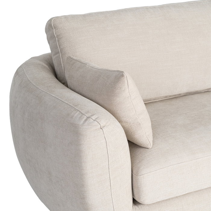 Sofá 3 Plazas Crema Tejido-Metal 229 X 92 X 88 cm